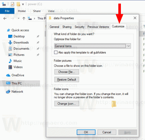 Windows 10 - إزالة علامة التبويب Customize