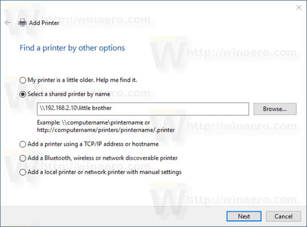 Windows 10 Gemeinsamen Drucker nach IP hinzufügen