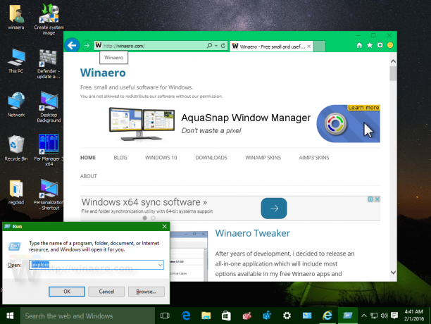 Windows 10 memulai Internet Explorer