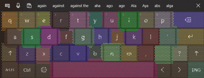 عرض خريطة التمثيل اللوني الأساسية للوحة المفاتيح.