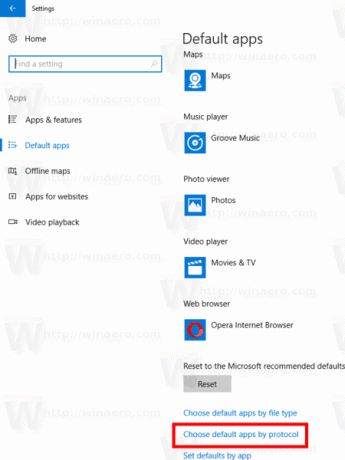 Windows 10 Zvolte Výchozí aplikace podle protokolu