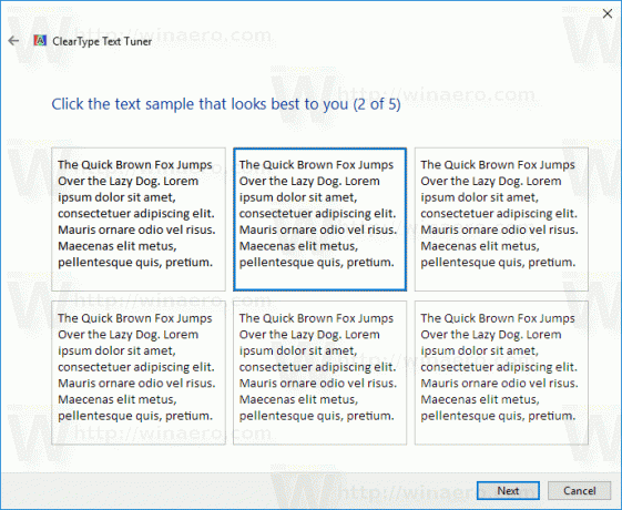 Windows 10 Výběr textové ukázkové stránky 2