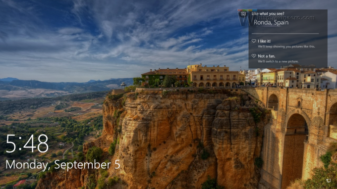 Windows 10-ის დაბლოკვის ეკრანის ნაგულისხმევი