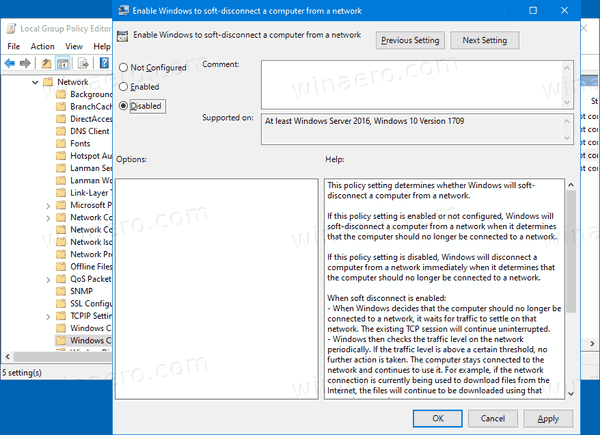 Windows10ソフトディスコネクト2を無効にする