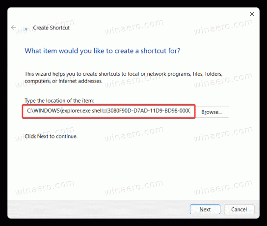 Opprett Vis skrivebordssnarvei i Windows 11