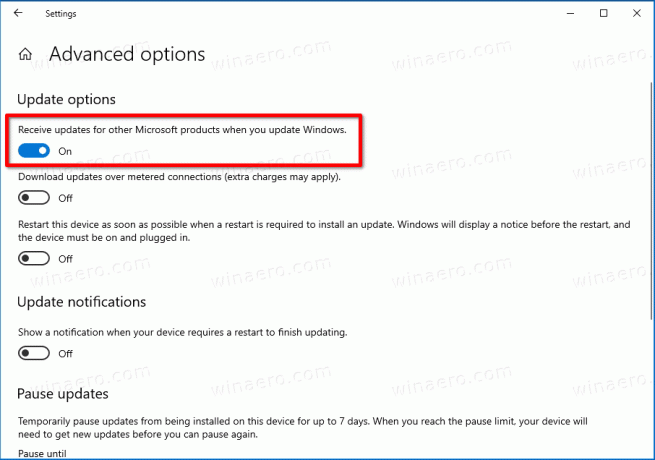 Opcija ažuriranja za druge Microsoftove proizvode