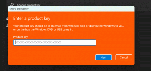 Windows 11 mendapatkan dialog kunci Produk yang diperbarui