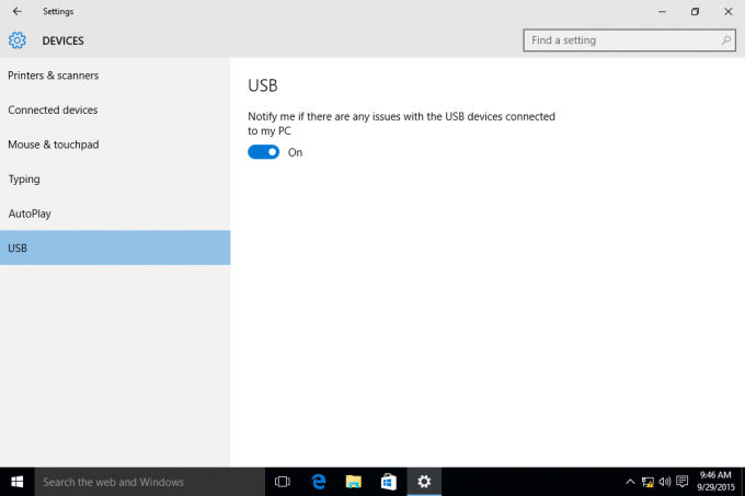 Windows 10 USB obvestila