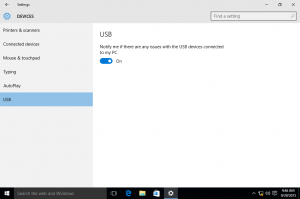 В Windows 10, сборка 10547, добавлены новые возможности USB