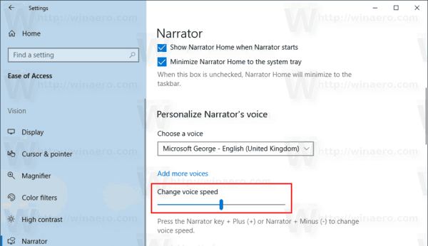 Windows 10 Zmeňte rýchlosť hlasu Moderátora