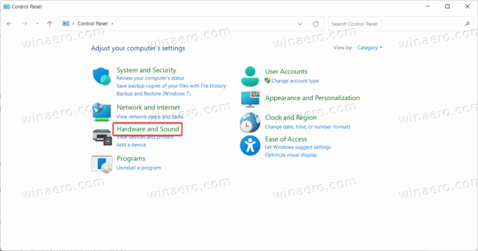 Υλικό και ήχος του πίνακα ελέγχου των Windows 11