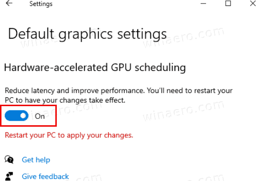 Windows 10 Aktiver hardwareaccelereret GPU-planlægning