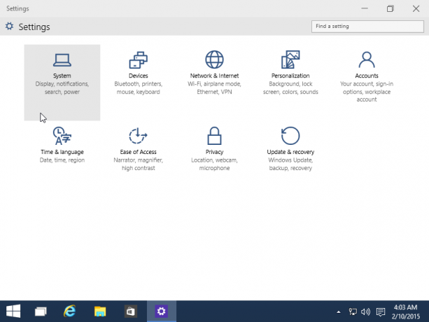 პარამეტრების აპლიკაცია Windows 10