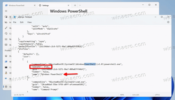 Редактировать профиль PowerShell в JSON для терминала Windows