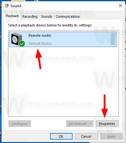 Windows 10Selectオーディオデバイスコントロールパネル
