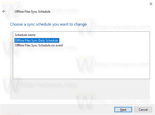 A Windows 10 offline fájlszinkronizálásának módosítása, 2. ütemezés