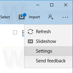 Windows 10 Photos აპლიკაციის პარამეტრები