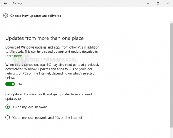 Atualizações de atualização do Windows de mais de um lugar habilitadas