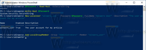 Windows 10 PowerShell kasutaja lisamine rühma