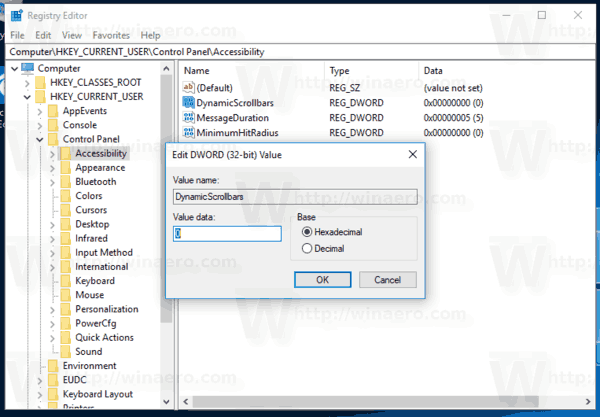Windows10のスクロールバーは常に表示されますImg3