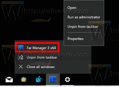 Kontekstni meni imena aplikacije v sistemu Windows 10