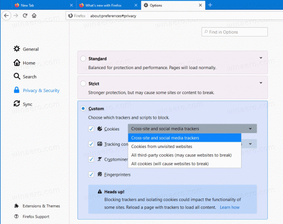 Firefox 79 Protezione avanzata dal tracciamento 2.0