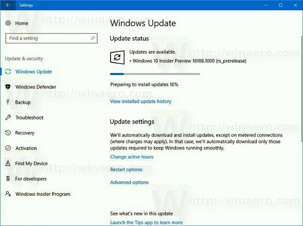 Windows 10 compilación 16188