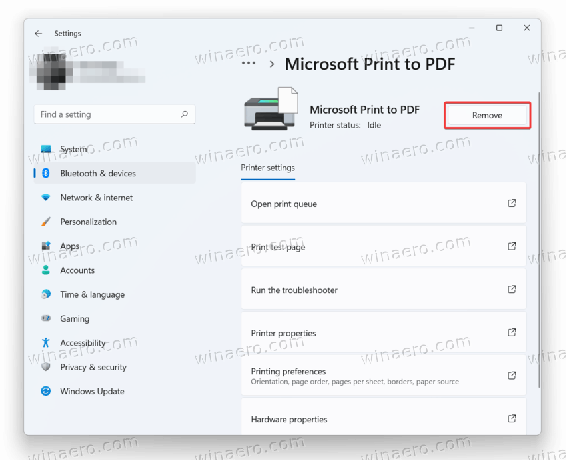 Odeberte ovladač tiskárny v systému Windows 11