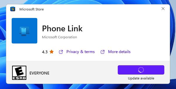 Zaktualizuj aplikację Phone Link