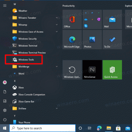 Windows 10 Startmenu Windows Værktøjsmappe