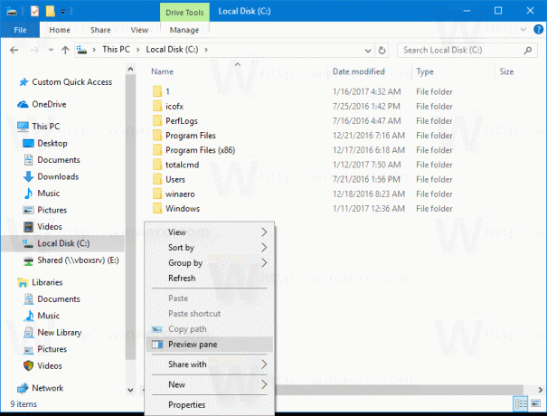 Voorbeeldvenster Contextmenu in Windows 10