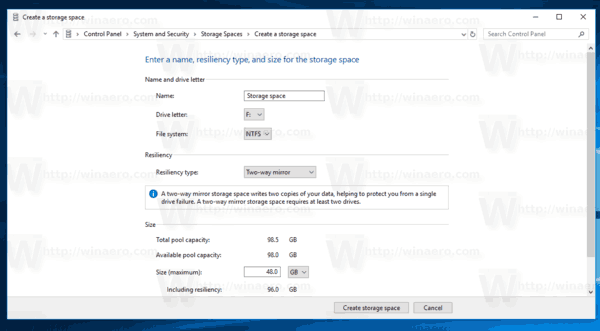 Windows 10'da Depolama Alanlarında Yeni Havuz Seçenekleri