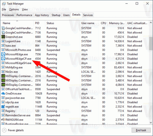 Processus de préchargement Microsoft Edge