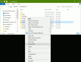 Kopieerpad altijd zichtbaar krijgen in contextmenu in Windows 10