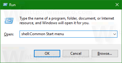 Menu Iniciar comum do shell do Windows 10