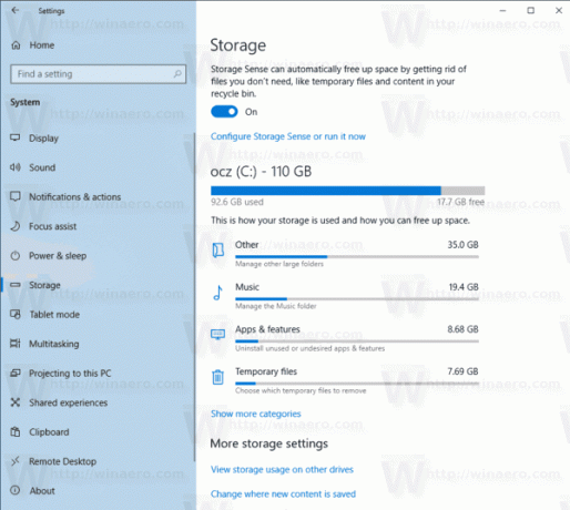 Stránka úložiště Windows 10 Build 18277