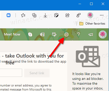 Outlook Web iestatījumu ikona