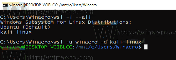 Windows 10 WSL Стартиране като потребител 2