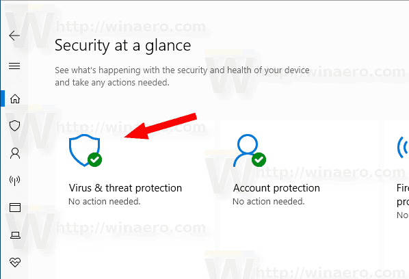 Windowsセキュリティウイルスと脅威保護アイコン