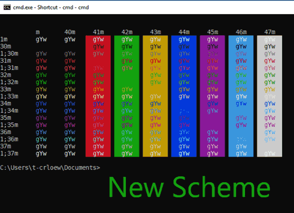 Consola Nueva combinación de colores Cmd Windows 10