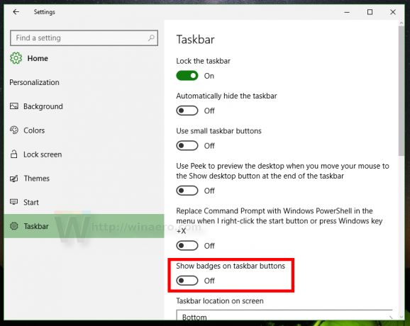 يقوم Windows 10 بتعطيل إعدادات شريط المهام