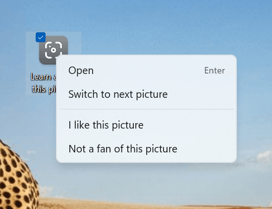 comutați la următorul fundal de desktop Spotlight în Windows 11