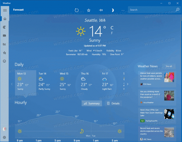 Nová aplikace Počasí