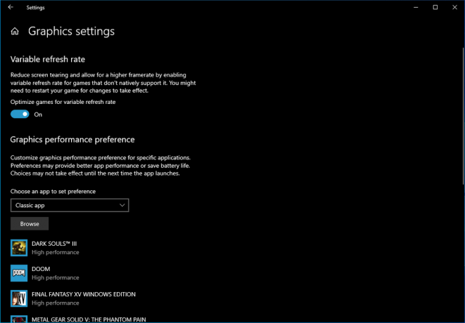 Windows 10 Option mit variabler Bildwiederholfrequenz