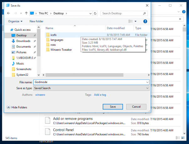 Windows 10 Innstillinger godmodus lagre søk 02