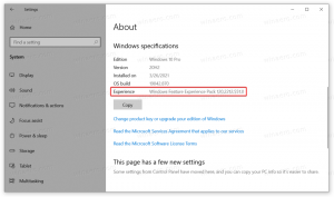 Poiščite številko različice paketa Windows Feature Experience Pack