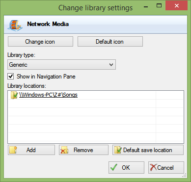 Utilisez la syntaxe UNC pour ajouter le dossier dans Librarian