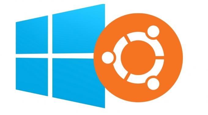 Ubutntu a Windows 10 logó szalaghirdetésén
