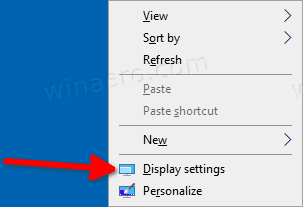 Windows10ディスプレイ設定のコンテキストメニュー