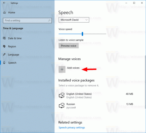 Windows 10 Aggiungi voce vocale 1